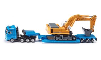 MAN mit Tieflader und Bagger Liebheer 974
